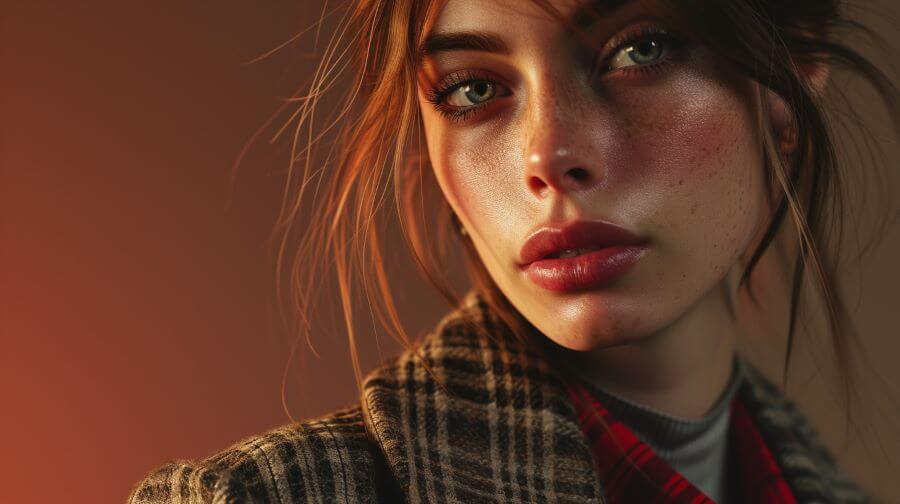 model in tweed jacket